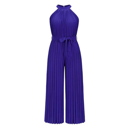 Women's Lace-Up Halter Casual Wide-Leg Jumpsuit DailySale