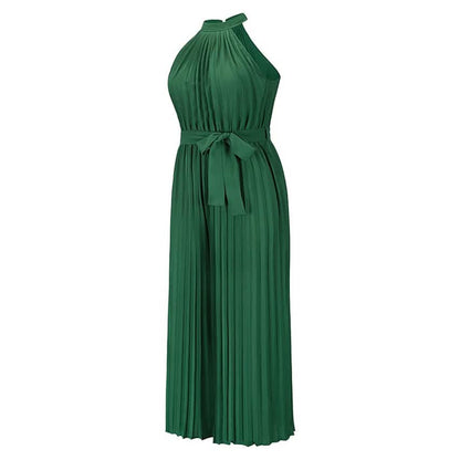 Women's Lace-Up Halter Casual Wide-Leg Jumpsuit DailySale