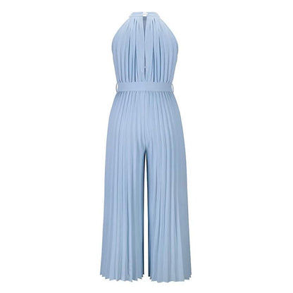 Women's Lace-Up Halter Casual Wide-Leg Jumpsuit DailySale