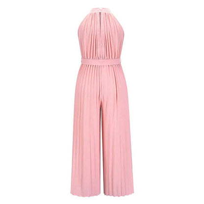 Women's Lace-Up Halter Casual Wide-Leg Jumpsuit DailySale