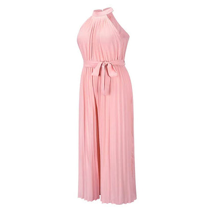 Women's Lace-Up Halter Casual Wide-Leg Jumpsuit DailySale