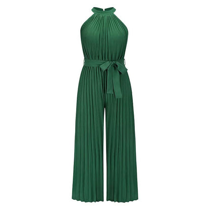 Women's Lace-Up Halter Casual Wide-Leg Jumpsuit DailySale