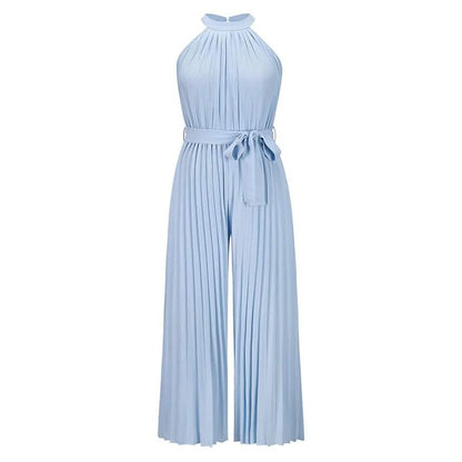 Women's Lace-Up Halter Casual Wide-Leg Jumpsuit DailySale