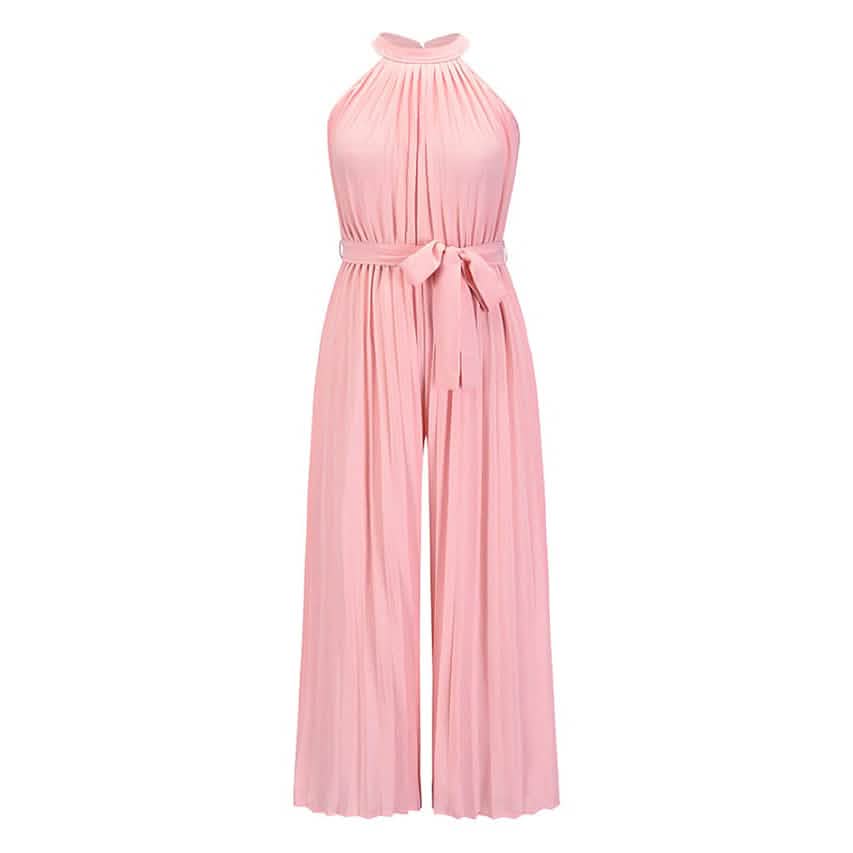 Women's Lace-Up Halter Casual Wide-Leg Jumpsuit DailySale