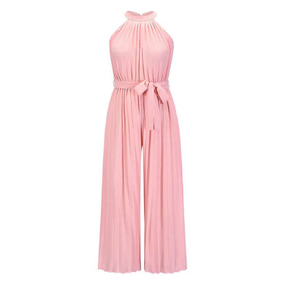 Women's Lace-Up Halter Casual Wide-Leg Jumpsuit DailySale