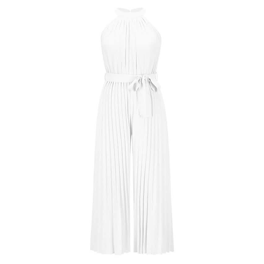 Women's Lace-Up Halter Casual Wide-Leg Jumpsuit DailySale