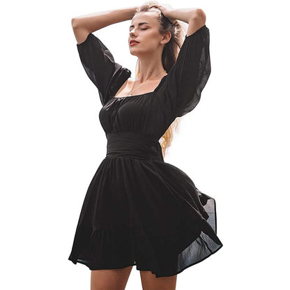 Women's Lantern Sleeve Tie Back Mini Dress DailySale