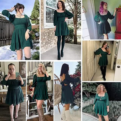 Women's Lantern Sleeve Tie Back Mini Dress DailySale