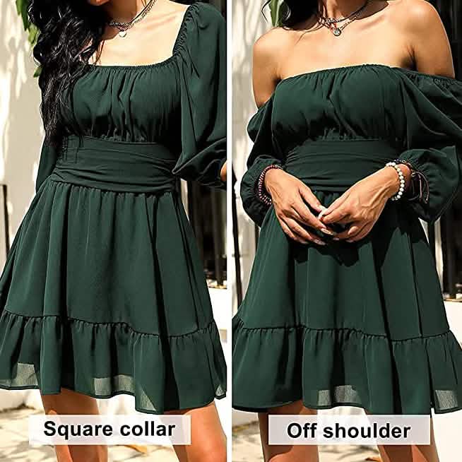 Women's Lantern Sleeve Tie Back Mini Dress DailySale