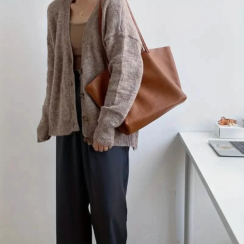 Women's Large Totes PU Leather Shoulder Bag Soft Purse Hobo Handbag Casual Top Handle Bag For Travel Work DailySale