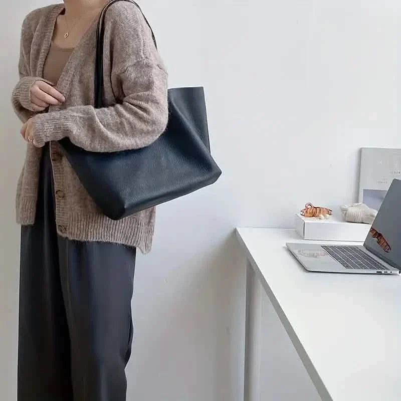 Women's Large Totes PU Leather Shoulder Bag Soft Purse Hobo Handbag Casual Top Handle Bag For Travel Work DailySale