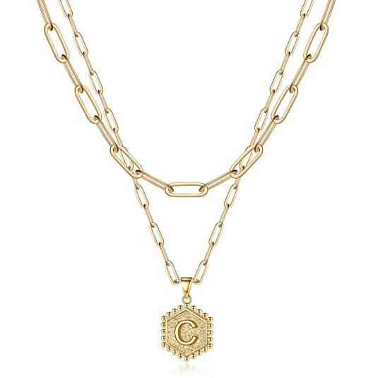 Women's Layered Initial Necklace Letter Pendant DailySale