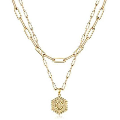 Women's Layered Initial Necklace Letter Pendant DailySale