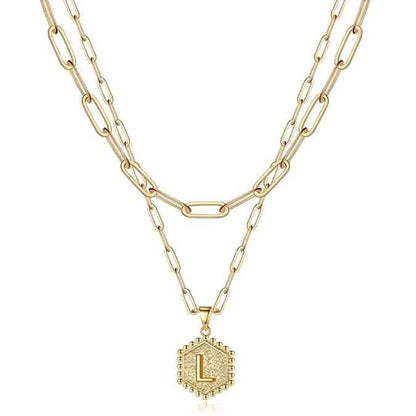Women's Layered Initial Necklace Letter Pendant DailySale
