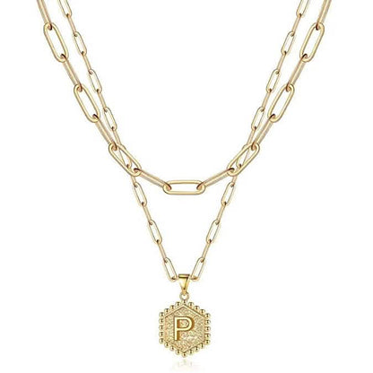 Women's Layered Initial Necklace Letter Pendant DailySale