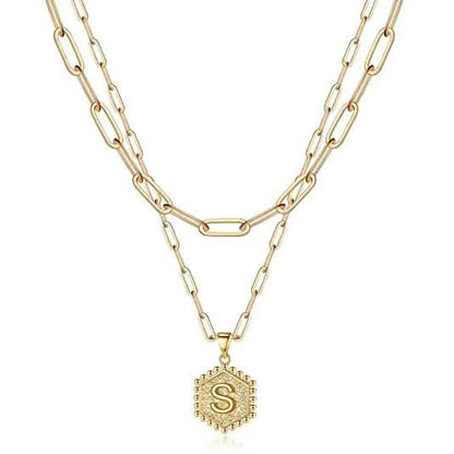 Women's Layered Initial Necklace Letter Pendant DailySale
