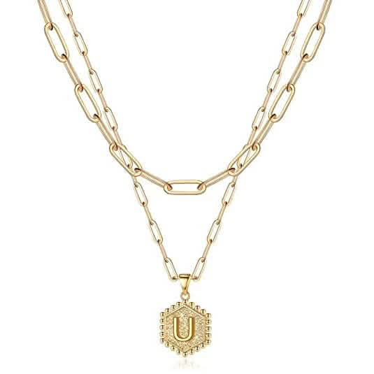 Women's Layered Initial Necklace Letter Pendant DailySale