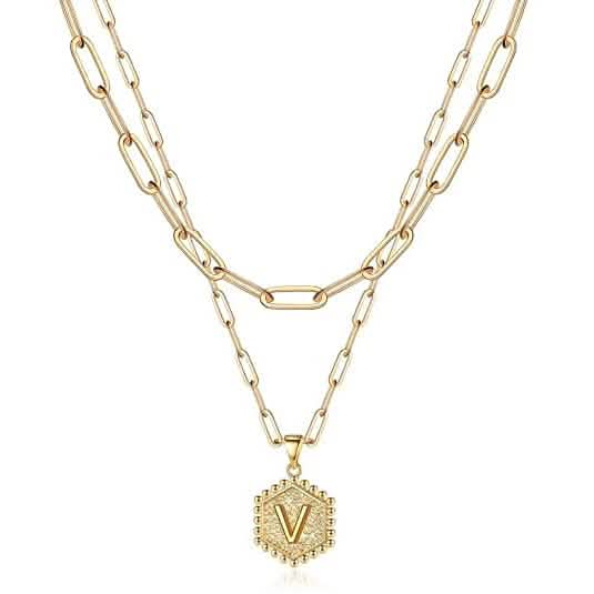 Women's Layered Initial Necklace Letter Pendant DailySale