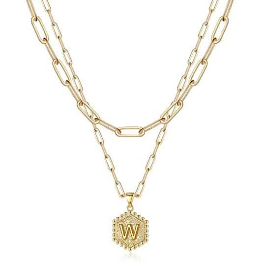 Women's Layered Initial Necklace Letter Pendant DailySale