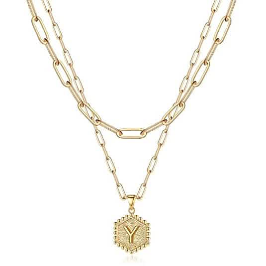 Women's Layered Initial Necklace Letter Pendant DailySale