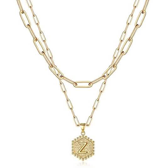 Women's Layered Initial Necklace Letter Pendant DailySale