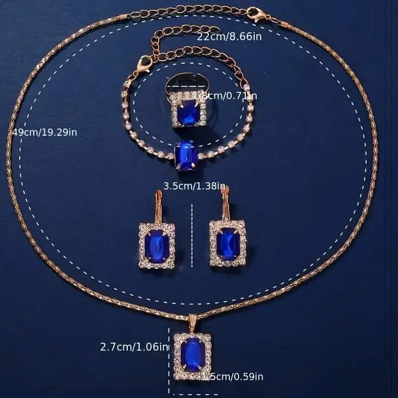 Women's Leather Wrist Watch, Earrings, Bracelet, Necklace and Ring Jewelry Set DailySale