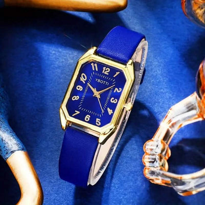 Women's Leather Wrist Watch, Earrings, Bracelet, Necklace and Ring Jewelry Set DailySale