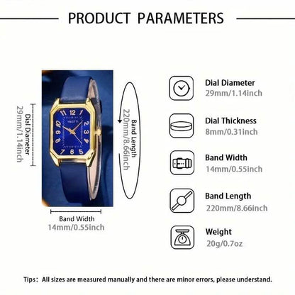Women's Leather Wrist Watch, Earrings, Bracelet, Necklace and Ring Jewelry Set DailySale