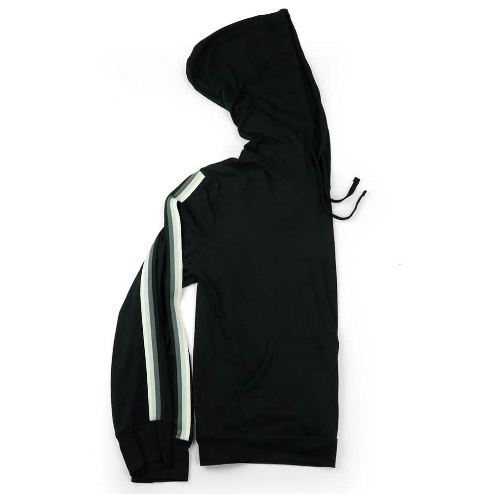 Women's Lightweight Accent Stripes Sweat Shirt Varsity Hoodie DailySale