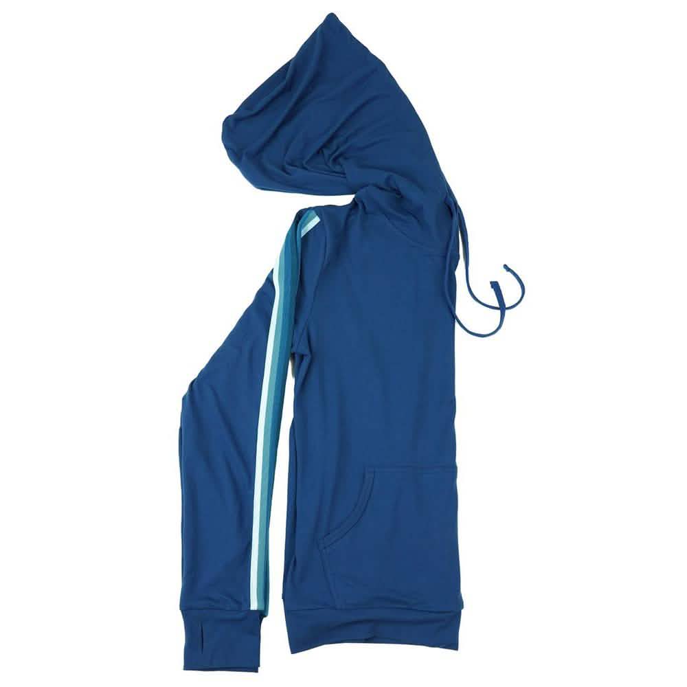 Women's Lightweight Accent Stripes Sweat Shirt Varsity Hoodie DailySale