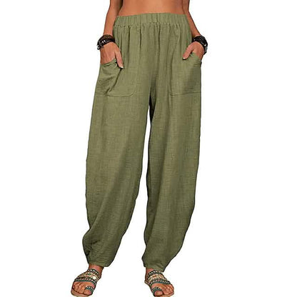 Women's Linen High Waist Wide Leg Pants DailySale