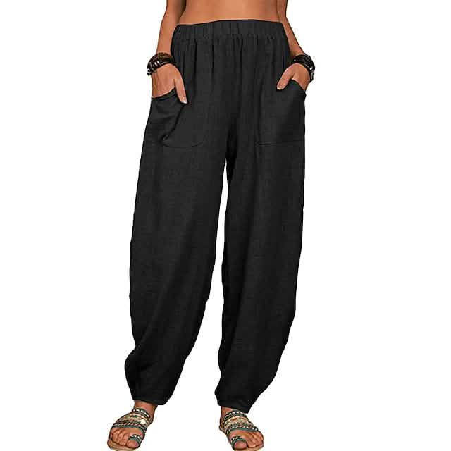 Women's Linen High Waist Wide Leg Pants DailySale