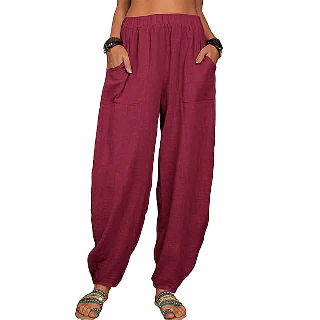 Women's Linen High Waist Wide Leg Pants DailySale