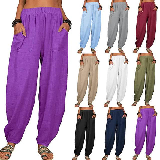 Women's Linen High Waist Wide Leg Pants DailySale