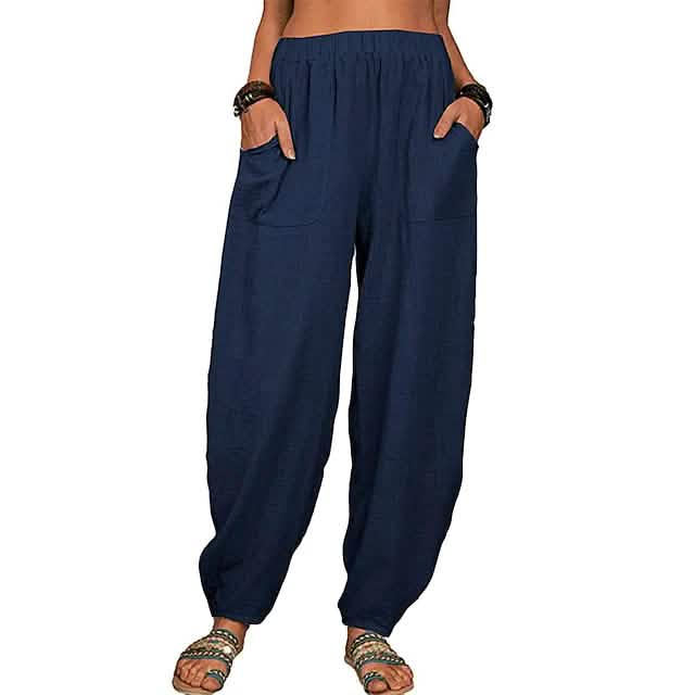 Women's Linen High Waist Wide Leg Pants DailySale
