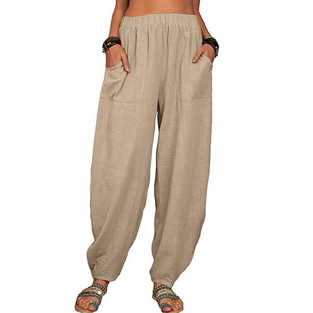 Women's Linen High Waist Wide Leg Pants DailySale