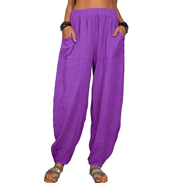 Women's Linen High Waist Wide Leg Pants DailySale