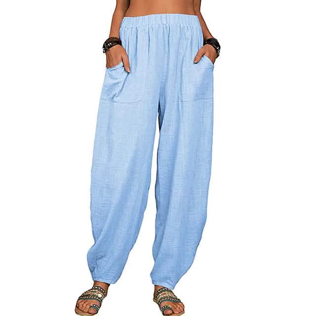 Women's Linen High Waist Wide Leg Pants DailySale