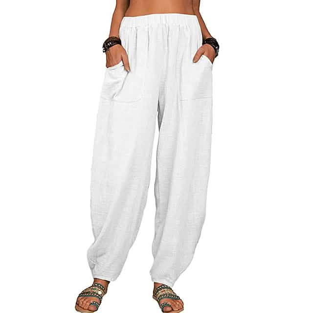 Women's Linen High Waist Wide Leg Pants DailySale