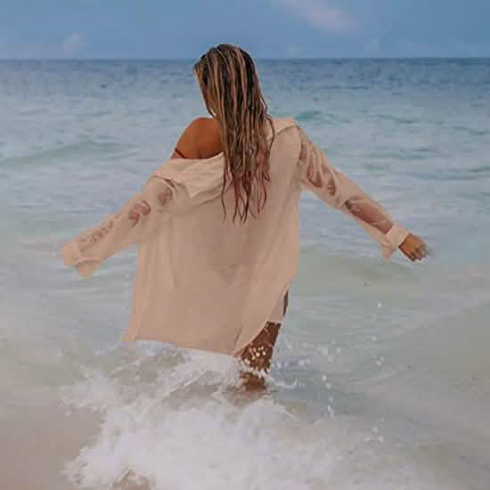 Women's Long Sleeve Beach Shirt Blouse DailySale