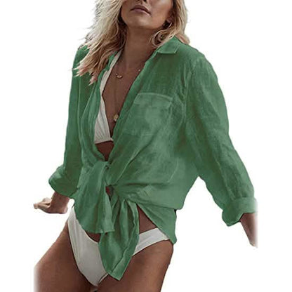 Women's Long Sleeve Beach Shirt Blouse DailySale