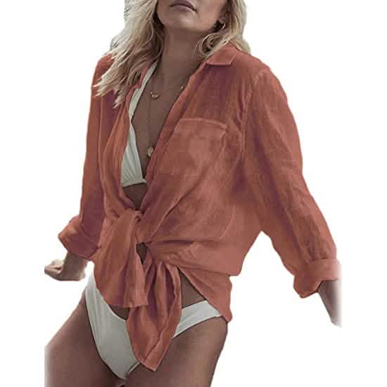 Women's Long Sleeve Beach Shirt Blouse DailySale