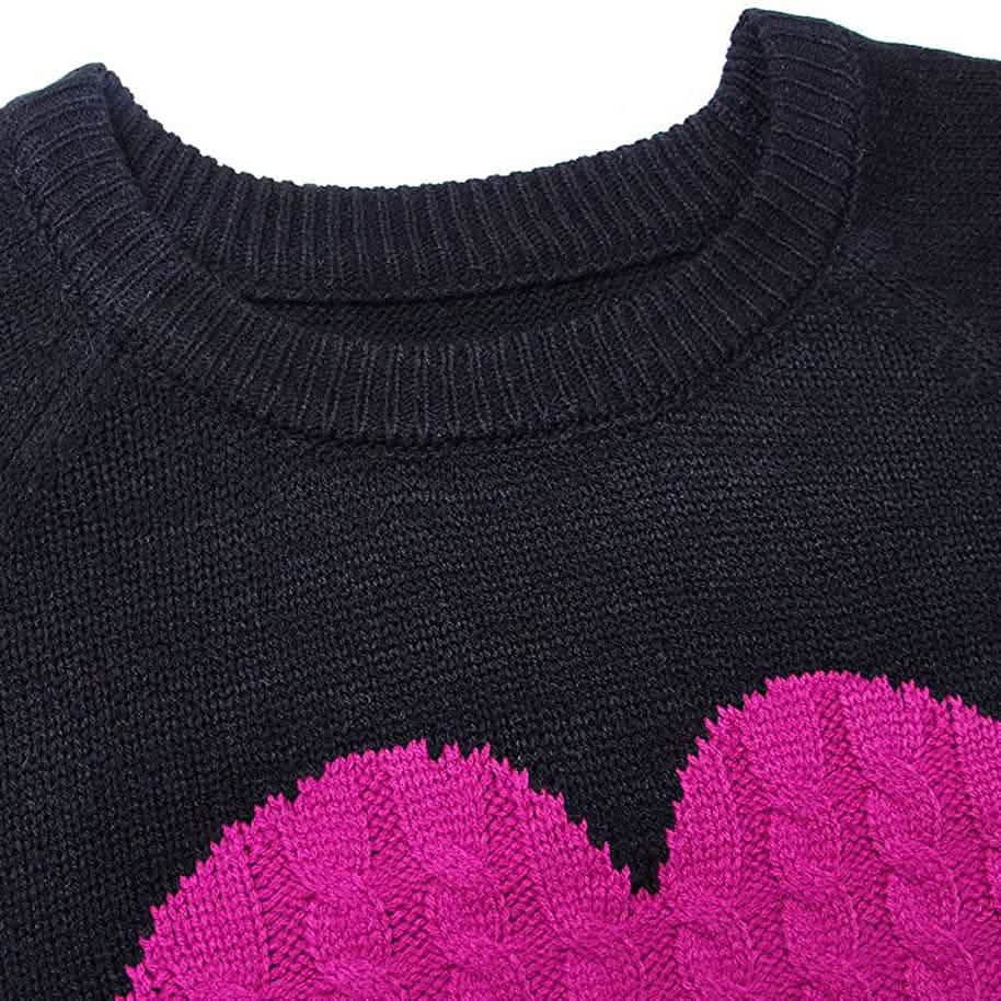 Women's Long Sleeve Crewneck Cute Heart Knitted Sweaters DailySale