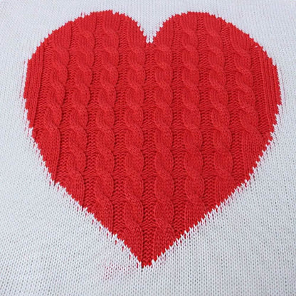Women's Long Sleeve Crewneck Cute Heart Knitted Sweaters DailySale