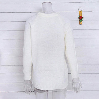 Women's Long Sleeve Crewneck Cute Heart Knitted Sweaters DailySale
