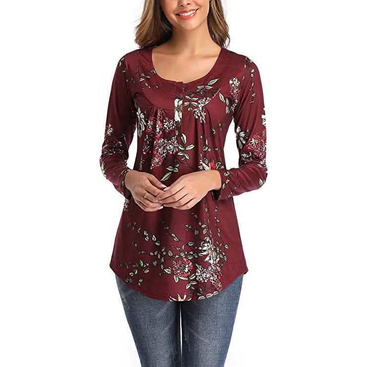 Women's Long Sleeve Flare Tunic Tops DailySale