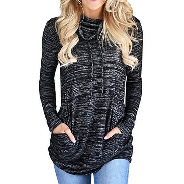 Women's Long Sleeve High Collar Tops Casual Tie Dye Sweatshirt DailySale