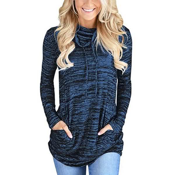 Women's Long Sleeve High Collar Tops Casual Tie Dye Sweatshirt DailySale