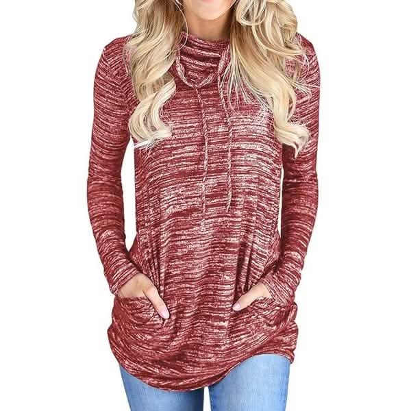 Women's Long Sleeve High Collar Tops Casual Tie Dye Sweatshirt DailySale