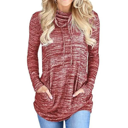 Women's Long Sleeve High Collar Tops Casual Tie Dye Sweatshirt DailySale